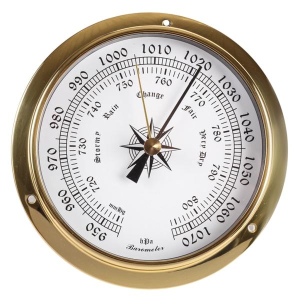 115 mm Veggmontert Termometer Hygrometer Klok Tideklokke Værsenter Kobber for Skall Innendørs Utendørs null - 1