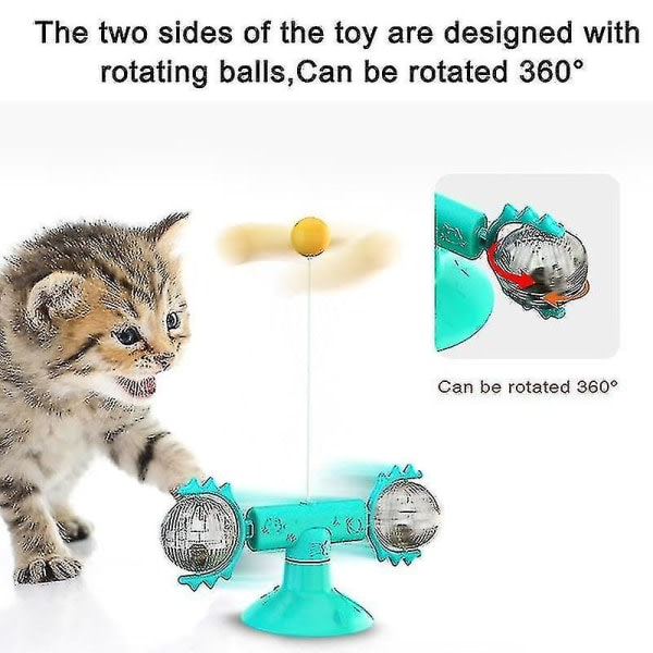 PT Roterande leksak Meow Planet Roterande väderkvarn Roterande tallrik Cat Stick Pet Fun Supplies sjöblå