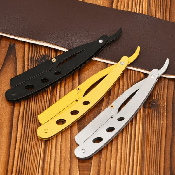 Barberkniv / Shavette i Rustfritt Stål - Skjegg & Øyenbryn Svart