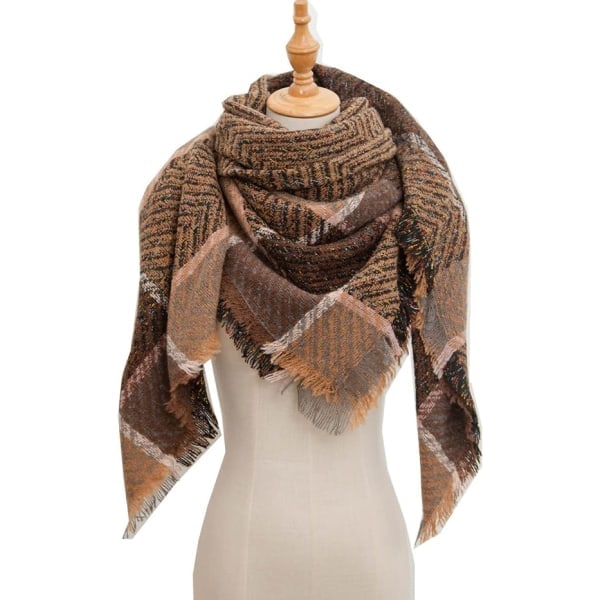 Kvinner Høst Vinter Skjerf Klassisk Dusksjalu Rutig Skjerf Varm Myk Chunky Stor Filt Wrap Sjal Skjerf Sirkel Skjerf (kaffe)