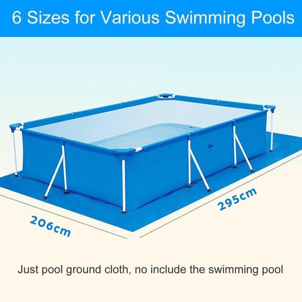 Rektangulär poolunderlag, vattentät PE-väv poolmatta för ovanmarkspooler och uppblåsbara pooler, blå, 295 x 206 cm