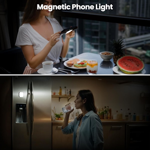Magnetisk Selfie-lampe, Telefonlampe Clip på iPhone, 3 Lystilstande og 5 Niveauer, Bærbar Selfie-lampe til Telefon/Laptop/Kamera, Videolys