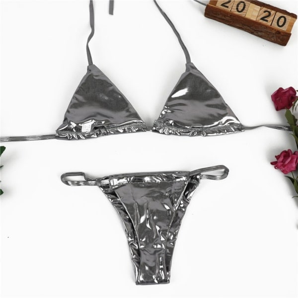 2022 Micro String Guld Silver Uimapuvut Naiset Push-up Bikini Seksikäs Luksus Uimapuvut Nainen Brasilialainen Uimapuvut Bikinit Kulta L