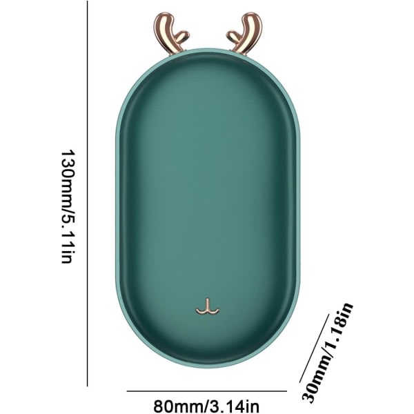 Latautuva 5200mAH 2-in-1 kädenlämmitin Power Bank - Leirintä kädenlämmitin (1 kpl, vihreä)