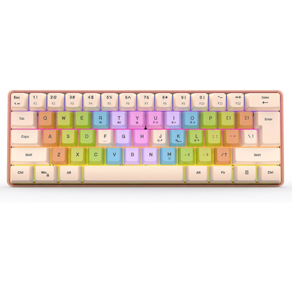 Speltangentbord, 60 prosent tangentbord, farge søtt tangentbord med RGB, trådbundet mekanisk tangentbord for spillkontor, aprikos