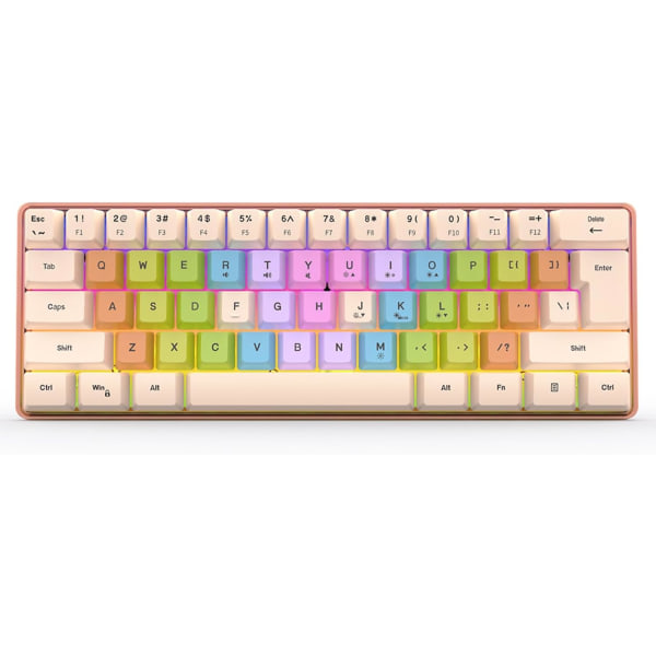 Speltangentbord, 60 prosenttia tangentbord, färg sött tangentbord med RGB, trådbundet mekaniskt tangentbord för spelkontor, aprikos