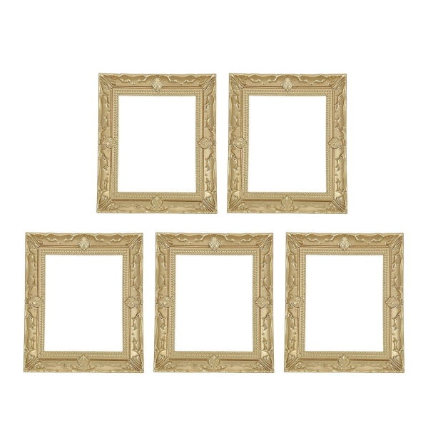 5 stk Miniatyr Resin Fotorammer Vintage Maleri Tavelram For Mini House00