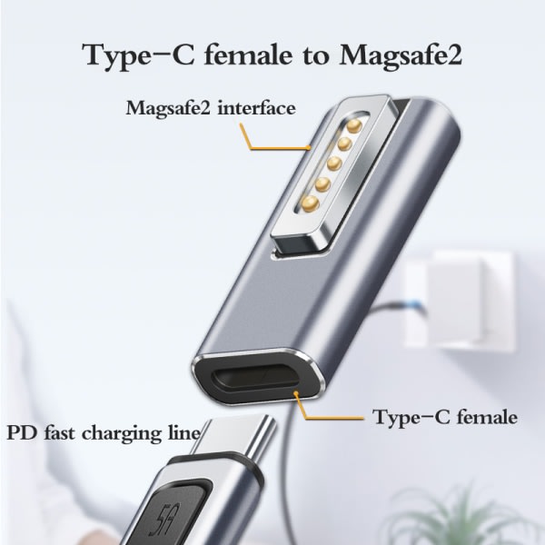 Kannettava muuntotyyppi C/DC5.5 Magneettinen PD-sovitinliitin Muunna väri Type-C magsafe2:ksi color Type-C to magsafe2