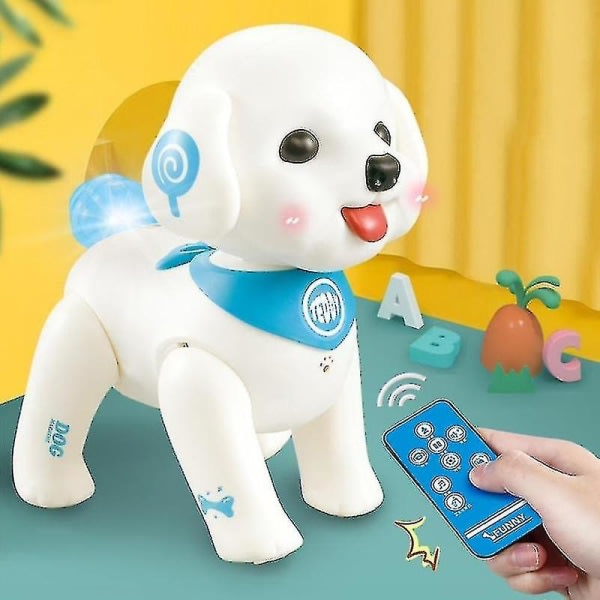 T5ec RC Robot Hund Smart Valp Programmerbar Röststyrning Sjung Gå Fjärrkontroll Elektroniska Pedagogiska Leksaker för Husdjur (robothund)
