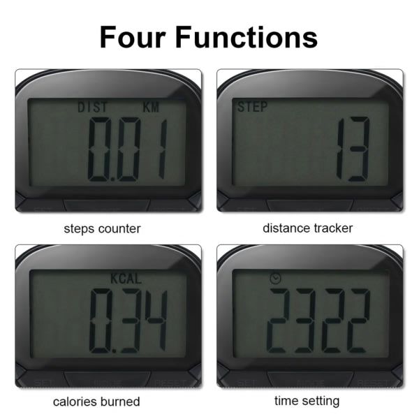 Multifunktionell stegräknare 3D stegräknare Klämma Fitness Tracker Spår steg/gångavstånd/kalorier Bärbar fitness med klockfunktion