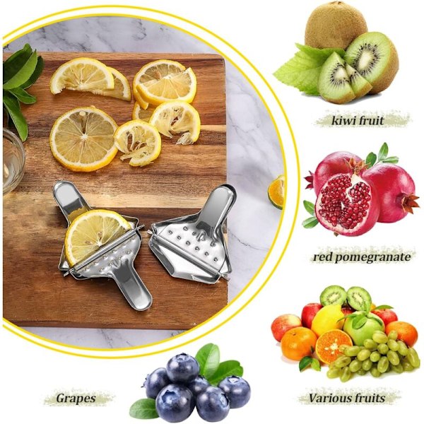 Citronpresser i rustfrit stål, 6 dele, manuel citruspresser til vandmelon, citron, fersken, mango