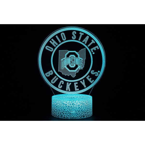 3D Illusion Nattlys Ohio State Team Logotyp Fotball Sport Fan Lampa for Kvinner Menn Jenter Gutter