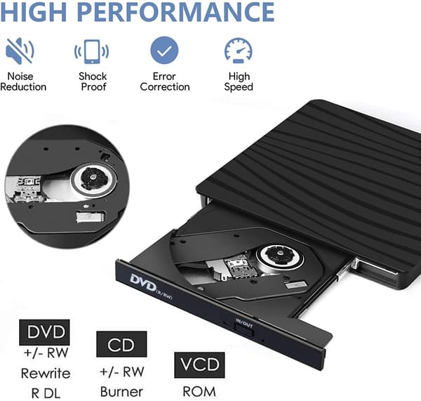 USB 3.0 Ekstern CD DVD Drev til Windows, Mac, Linux - RW/ROM Brænder