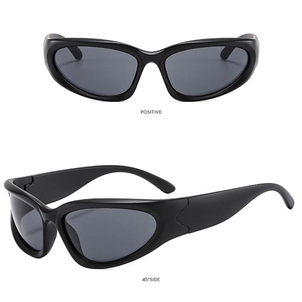 Y2K Omlott Solglasögon Vintage Punk Goggle Glasögon Dark Blue-Dark Blue