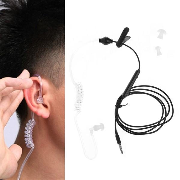 Ny 3,5 mm luftrør anti-stråling stereo in-ear hodetelefoner med en enkelt hodetelefon med mikrofon