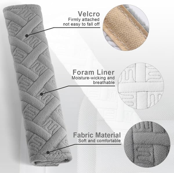2-pack axelskydd för säkerhetsbälte, mjukt vadderat seleskydd i polyester för bil, lastbil och SUV, bekväm körning, grå