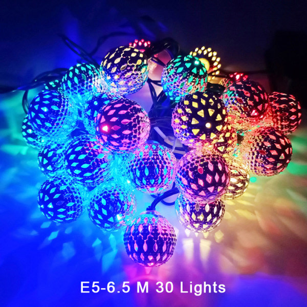 Jern Marokkansk LED Solcelle Ball String Lys Romantisk Fairy String E5 én størrelse E5 one size