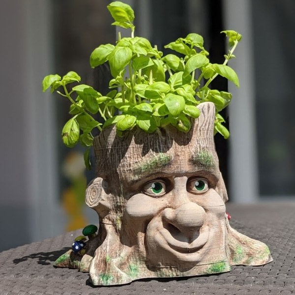 Blomsterpotte Form 3D Mand Ansigt Træstub Cementform Sukkulenter Håndlavede Håndværk Hjem Have Dekoration Værktøjer