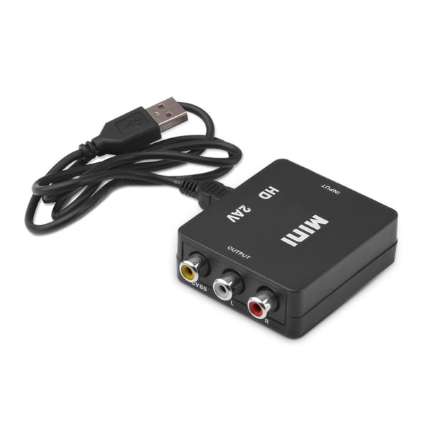 HDMI kompatibel med AV 3RCA för skalare Adapter Vanligt använda 1080P Vedio Converter Box för TV PC Laptop Projektor Svart