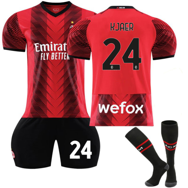 23-24 AC Milan hjemmefodboldtrøje børn voksentrøje nummer 24 Simon Kjær Add sock #20