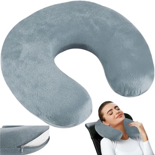 Resekudde med Memory Foam / Nackkudde - Kudde för Resa grå grå