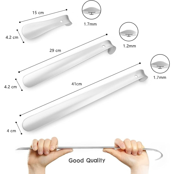 Kenkälusikka, 3 osaa 41cm&29cm&15cm Pitkä kenkälusikka Metalli Pitkä varsi