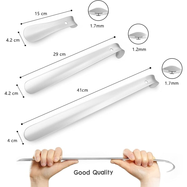 Skohorn, 3 deler 41cm&29cm&15cm Langt skohorn Metall Lang hane