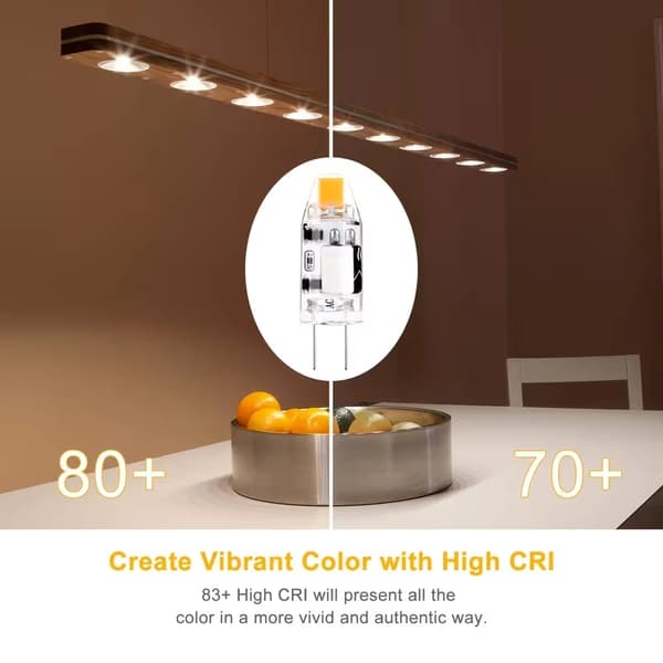 12-pack G4 LED minilampor, AC/DC 12V 1.2W varmvit 2700K dubbelstift LED-pärlor