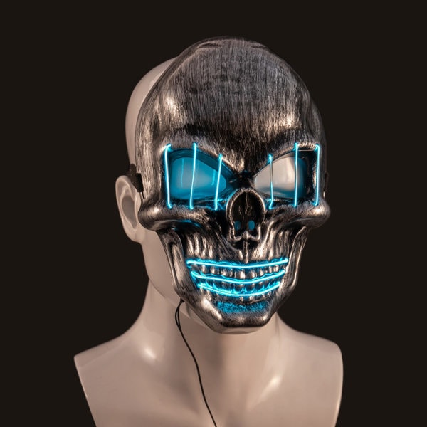 LED-lysende maske, kranieform, lysmaske, dansefester, bar-dansemaske, PP-masker