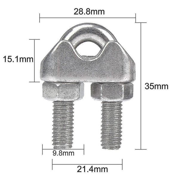12 st M8 rostfritt stål vajerklämma, vajerklämma Kabel / U-bult sadelfäste M8, vajerkabel för djurstängsel