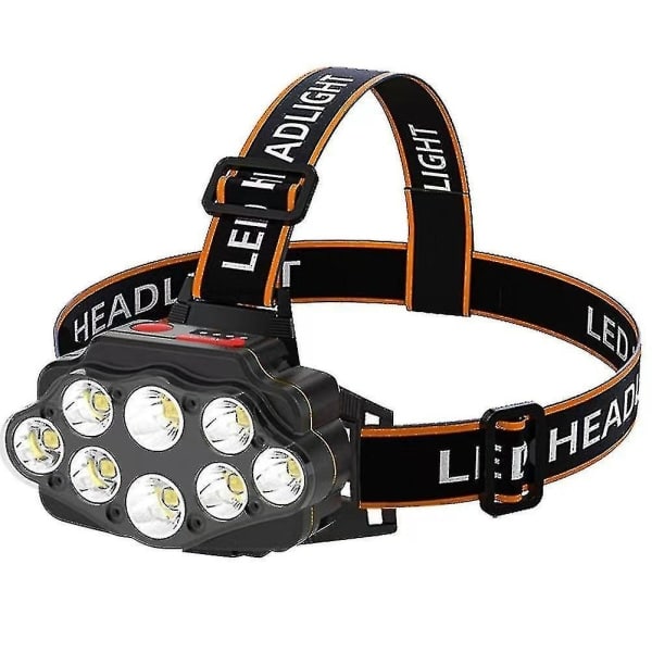 Pandelampe, Super Bright 8 Led Pandelampe USB Genopladelig Vandtæt Justerbar til Camping, Fiskeri, C