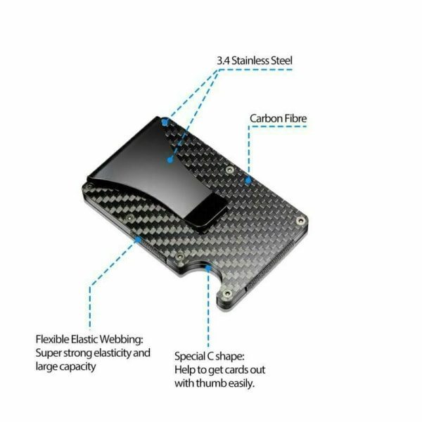 RFID-blockerande kolfiber minimalistisk Ridge-pengaklipp framficka herrplånbok