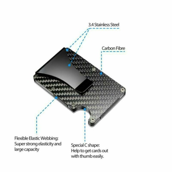 RFID-blokkerende karbonfiber minimalistisk Ridge pengespenner lommebok for menn