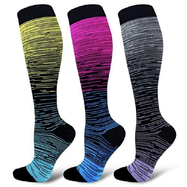 Strumpa Gradient Kompresjon Blandet Farge Trykk Mid-tube Spor A1 ONESIZE A1 ONESIZE