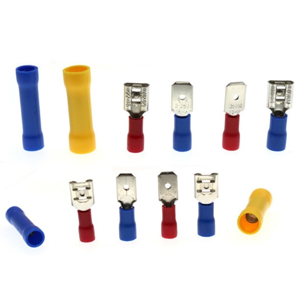 480st Olika Spadterminaler Isolerad Kabelkontakt Elektrisk Tråd Crimp Butt Ring Gaffel Set Ring Klackar Rullad Kit