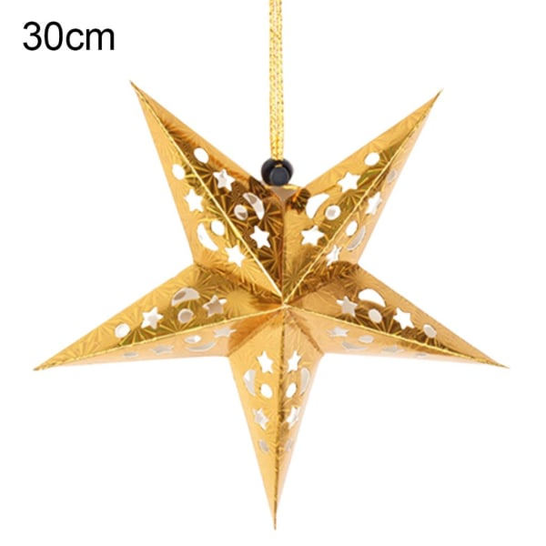 30 cm 3D Stjerne Papir Henge Hult Pentagram Lampekule Julerstatning