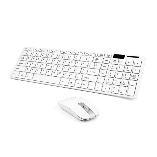 2,4Ghz Mini Multimedia Tangentbord Mus Combo Trådlöst tangentbord och mus Set för Notebook Laptop Stationär PC Lätt Vit