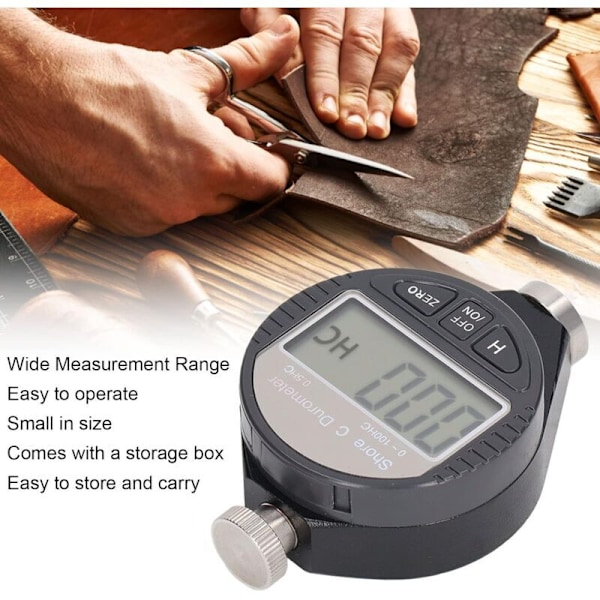 Bärbar Digital Hårdhetsprovare, 0-100 Shore Typ A/C/D Durometer med LCD-Display för Gummi, Däck, Plast, Termoplast, Golv (C)