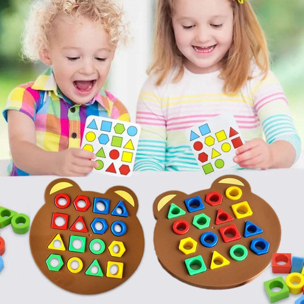 Form Färg Geometrisk Matchande Spel Barn Färg Sensoriska pusselleksaker för barn }. 2 spelare Utan klocka