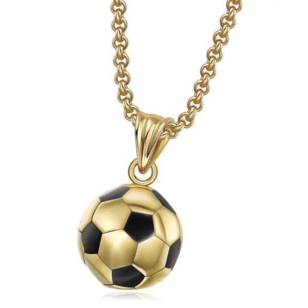 Sport Fotboll Halsband För Män Pojkar Rostfritt Stål Guld