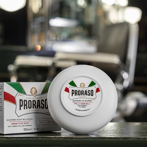 Proraso Shaving Soap for Sensitive Skin in a Bowl 150 ml, White