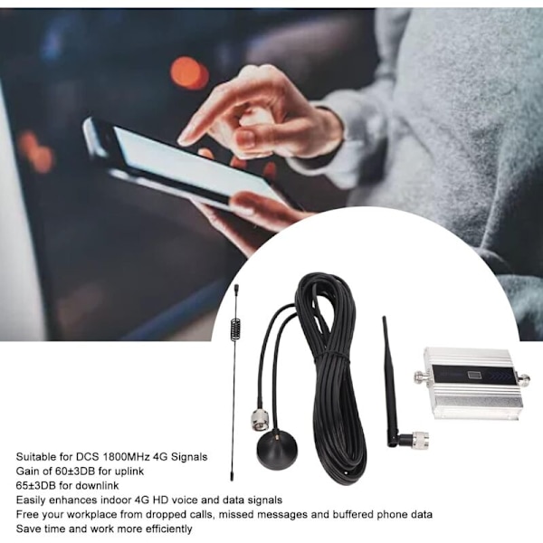 Mobil Signalforsterker og 5G 4G LTE Repeater Antenne med Tale- og Dataforbedring, Signalforsterker (EU Plugg)