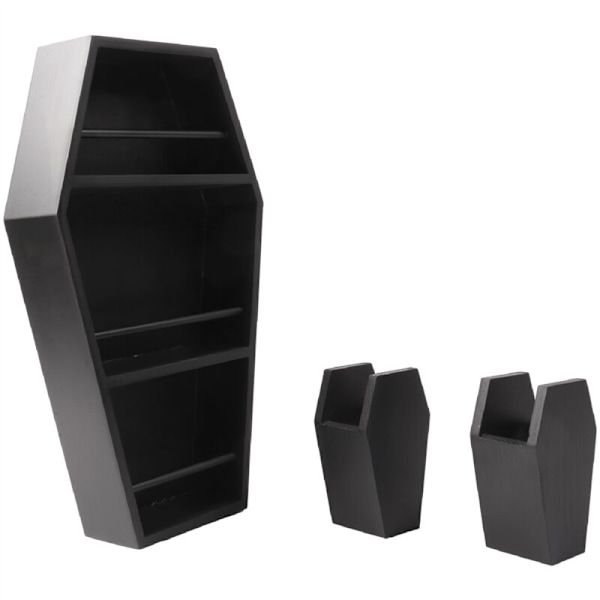 Gothisk Makeup Organizer med Vægmontering eller Stativ, Stor Uhuhyggelig Rumindretnings Opbevaringsboks