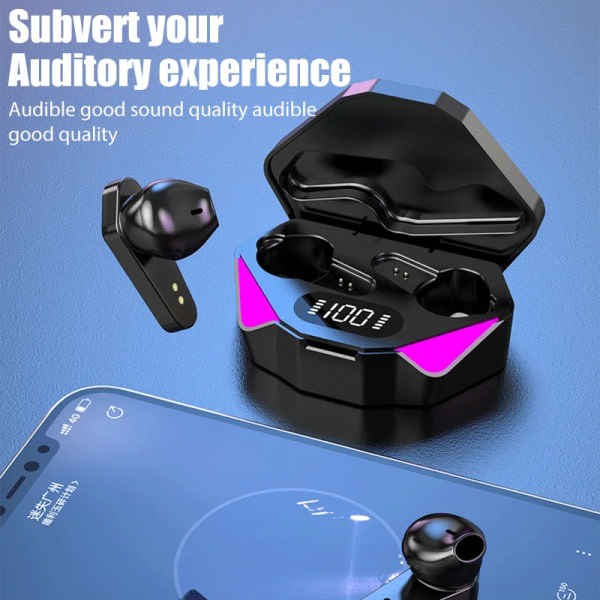 X15 TWS Trådløse hodetelefoner 5.3 bluetooth hodetelefoner 65ms Lav Latensi Earbud Esport Gaming Headset Gamer med mikrofon for xiaomi iphone x15 svart x15 black