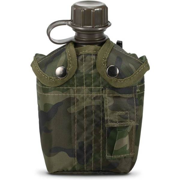 Matsal - Militär utomhusmatsalsflaska 1L Camping Vandring Backpacking Survival Vattenflaska Vattenkokare med lock
