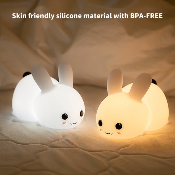 Söt Bunny Night Light 7-färgs dimbara nattlampor med timer USB laddnings nattlampa