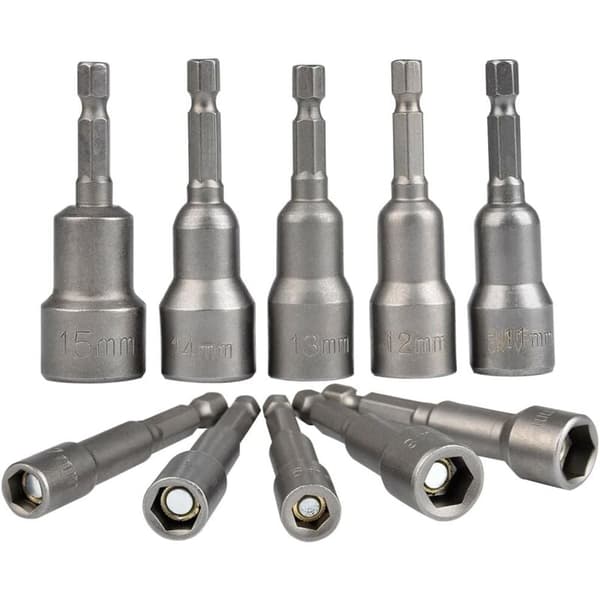 Magnetisk sekskantpipe sett 10 stk 6-15mm, 1/4 "