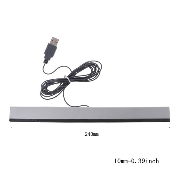 for Wii Sensor Bar Kabelforbundet Modtager IR Signal Ray USB Stik Fjernbetjening Udskiftning Bevægelsessensor Bar Sølvgrå