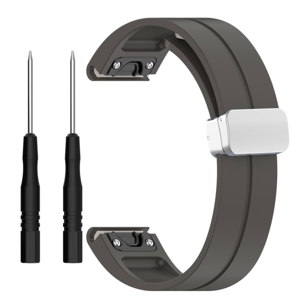 Velegnet til Garmin Fenix7x urrem Fenix7 6 5 quick release magnetisk foldespænde rem 26mm Space grey-silver buckle