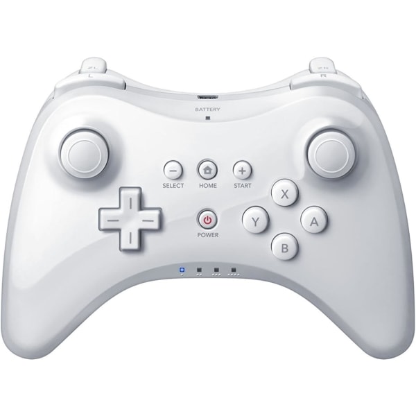 Trådløs Controller Gamepad Fjærkontroll for Nintendo Wii U Pro, Vit